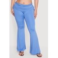 thumbnail image 3 of Women's Plus Size Drawstring Fold Over Waist Flare Leg Pants, 3 of 4