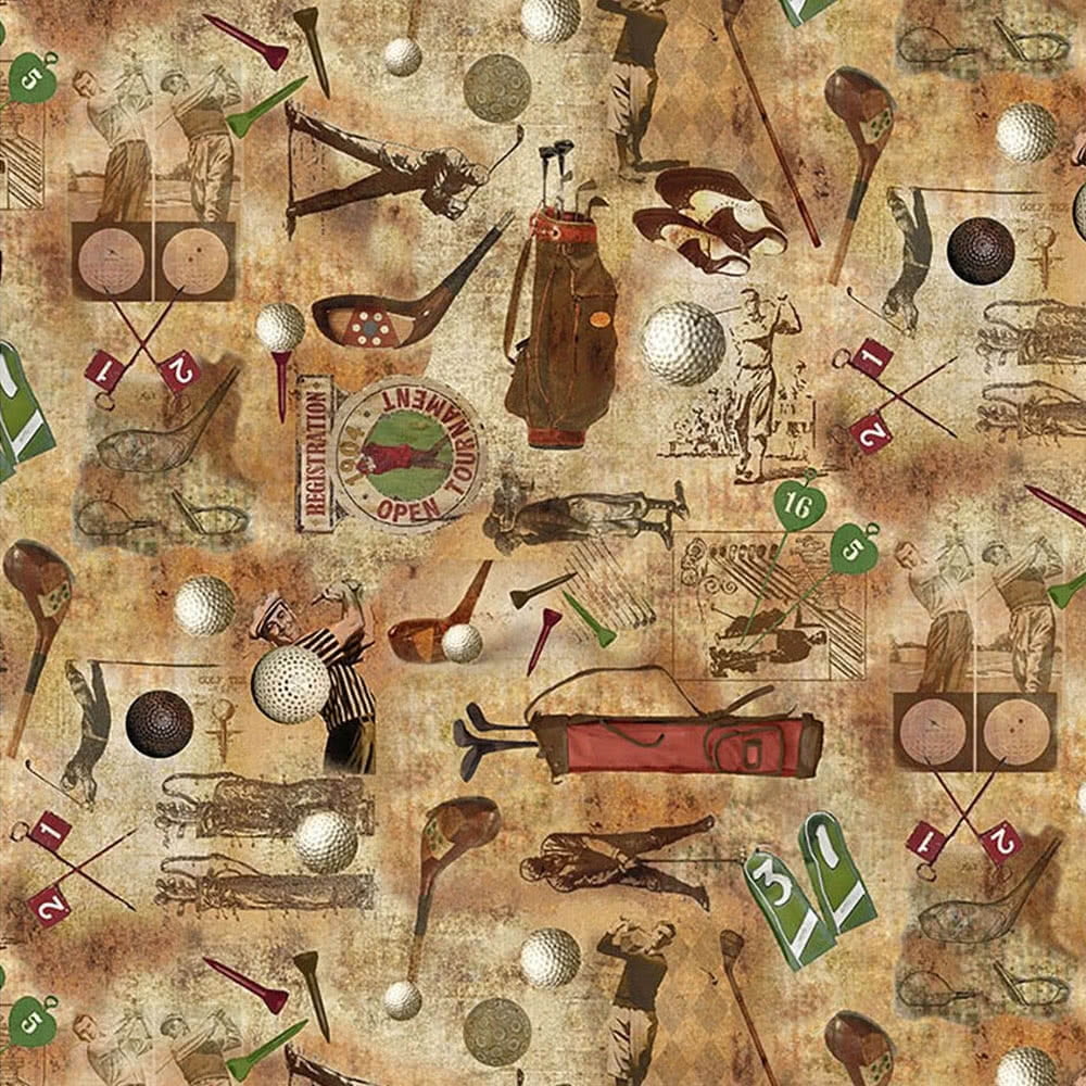 Timeless Treasures Fabrics Vintage Golf Coffee - Walmart.com - Walmart.com
