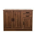 thumbnail image 5 of 43.3 Inch Walnut Wood Buffet Sideboard With 2 Doors, 1 Storage And Drawers - Entryway Console Finish Table, 5 of 7