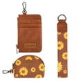 thumbnail image 3 of Wrangler KeyChain Wristlet Wallets for Women Sunflower Floral Dual Pouch Wristlet Western Credit Card Holder Wallet with Zipper Pocket, Brown, 3 of 7