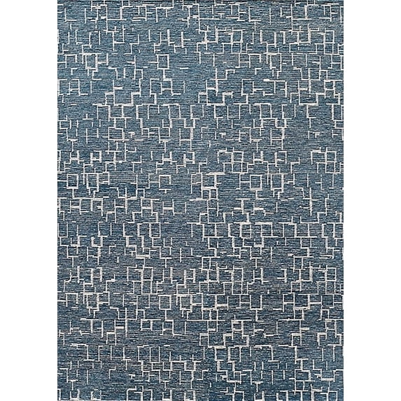 Ahgly Company Indoor Rectangle Mid-Century Modern Dark Blue Grey Blue Oriental Area Rugs, 7' x 10'
