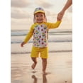 thumbnail image 6 of BemeyourBBs Toddler Baby Girls Boys Swimsuits Cute Infant Bathing Suit Turtle Tree Dinosaur Swimwear Rash Guard Long Sleeve Tops with Swim Trucks Shorts and Hat Set Summer Beachwear, 6 of 9
