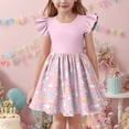 thumbnail image 4 of Girls Easter Dress Bunny Print Flutter Sleeve A-Line Pink Soft Party Casual Daily Wear,Size 12-13 T, 4 of 6