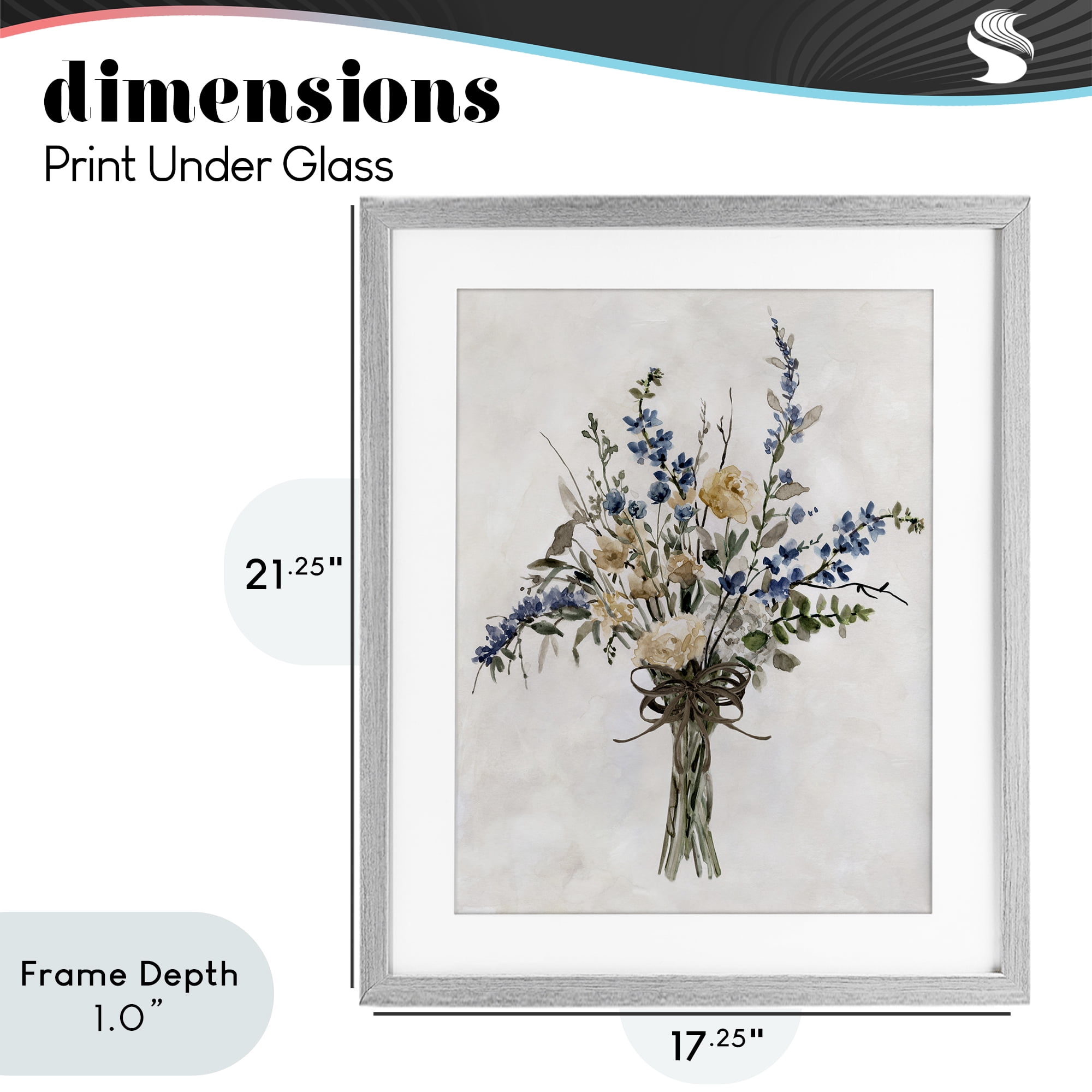 Stupell Industries Subdued Flower Bushel Gray Framed Print Under Glass, design by Carol Robinson