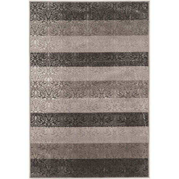 Riverbay Furniture 8' x 10'3" Stripes Rug in Gray and Black
