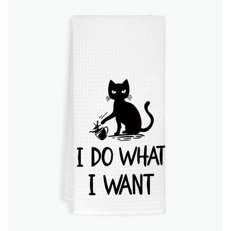 

EXUQO Cat Lover Gifts for Women Cat Gifts for Cat Lovers Black Cat Kitchen Towels Funny Cat Dish Towel Decorative Cat Hand Towels Cute Cat Tea Towels Housewarming Gift (White Kitchen Towels) C48
