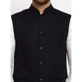 thumbnail image 3 of eloria Men Embroidered Black Nehru Jacket for Partywear Festival Waistcoat Indian Vest Blazer Embroidery Design, 3 of 5