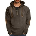 thumbnail image 5 of Momasggi Mens Vintage Corduroy Hoodies Casual Quarter Zip Pullover Tops Drawstring Long Sleeve Hooded Sweatshirts Outdoor Running Hiking Hoodie Brown M, 5 of 7