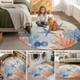 thumbnail image 6 of Summer Ocean Round Area Rugs 3 ft, Vintage Nautical Sea Orange Blue Starfish Coral Shell Washable Small Area Rug with Non-Slip Sturdy Edge Binding Round Front Door Mat Floor Carpet for Entryway, 6 of 9