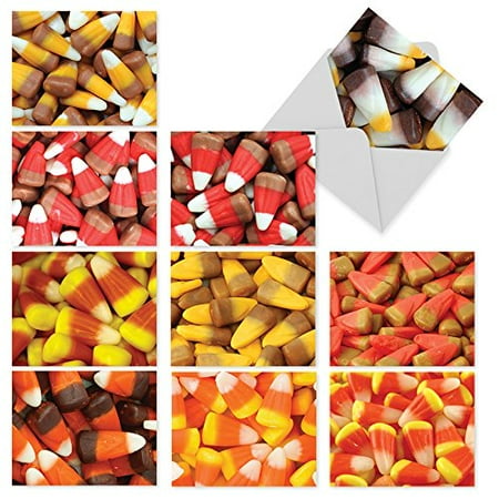 'M6003 CORNY CANDIES' 10 Assorted All Occasions Note Cards Offer Images of Halloween's Favorite Candy in All Its Varied Glory with Envelopes by The Best Card