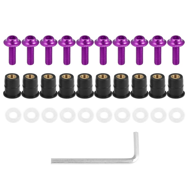 10 Piezas M5 Motocicleta Parabrisas Tornillo Carenado Parabrisas Perno Violeta
