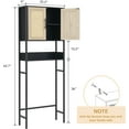 thumbnail image 3 of Litake Over The Toilet Storage Cabinet, Bathroom Above Toilet Storage Wood Cabinet with Rattan Door and Adjustable Shelves, Large Capacity, Black, 3 of 7