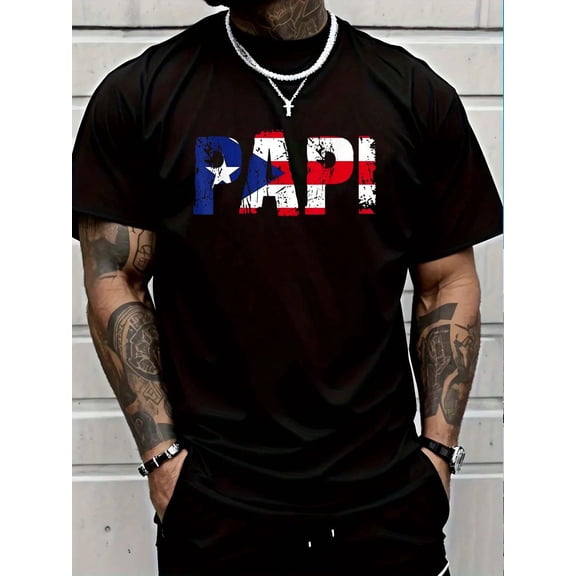 100% Cotton Puerto Rico Papi Flag Puerto Rican Puertorriqueños Boricuas T-Shirt Casual Short Sleeve Shirt Women's Men Graphic Tee