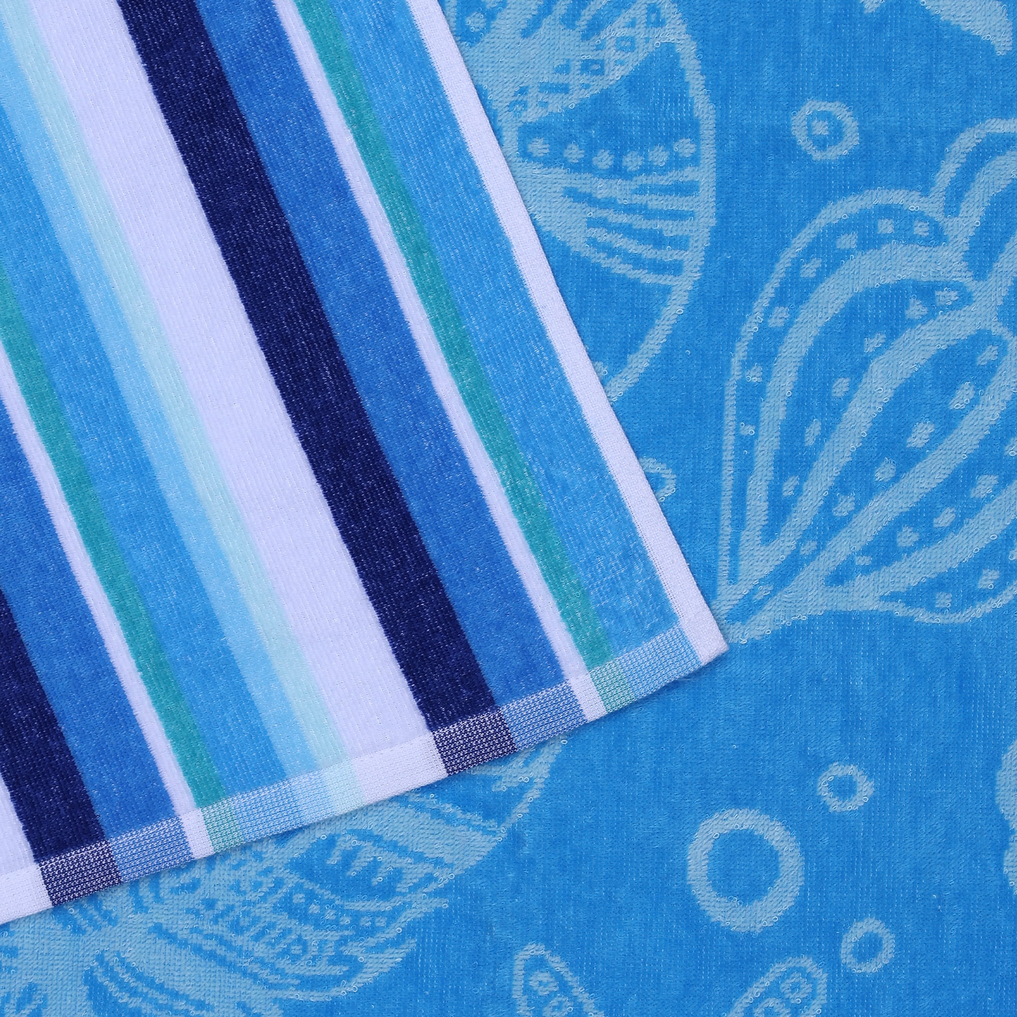 Mainstays Blue Shells & Stripes Beach Towels (2 Count)