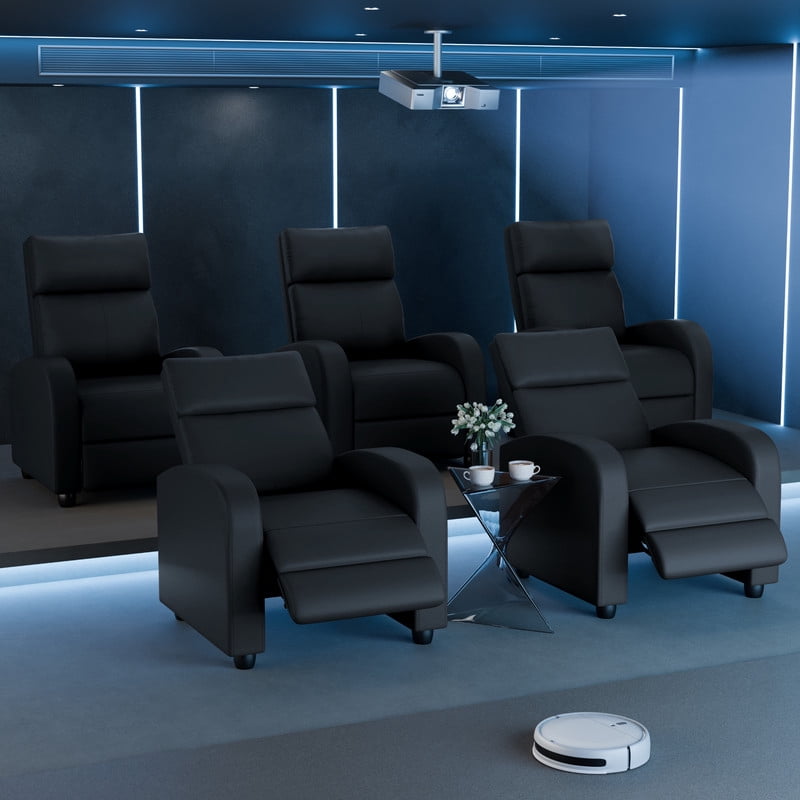Vineego PU Leather Recliner Chair - Adjustable Backrest, Ergonomic Support & Compact Design for Living Room,Black