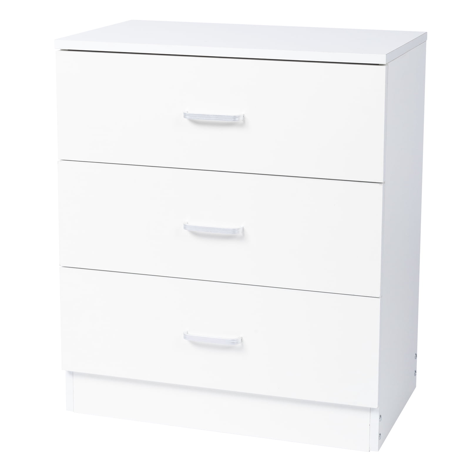 3-Drawer Tall Cabinet Particleboard Bedside Table with Textured Melamine Finish, White