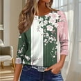 thumbnail image 4 of Qulqfy Plus Size Tops for Women Spring 3/4 Length Sleeve Shirts Fall Floral Crew Neck Going Out Tops Blouses for Women L, 4 of 8