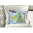 thumbnail image 4 of Ambesonne Cartoon Throw Pillow Cover 2 Pack, Maps of Britain Ireland, 24", Pale Blue Apple Green, 4 of 6