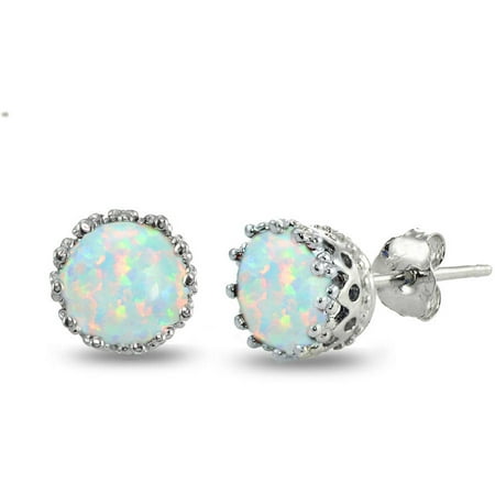 - Created Opal Sterling Silver Crown Stud Earrings