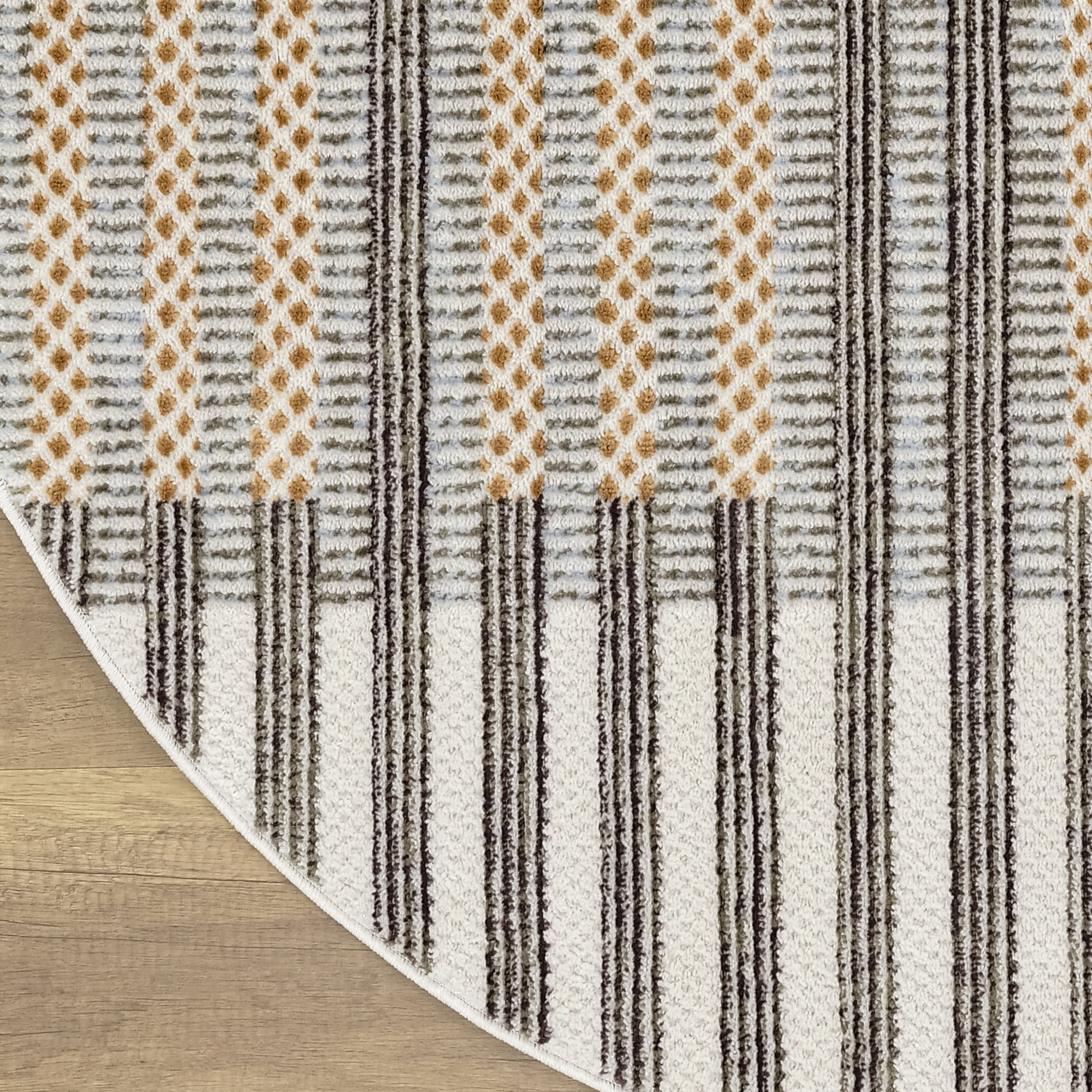 Nourison Nordic 5' x Round Ivory Multicolor Modern Indoor Rug