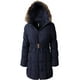 Ma Croix Womens Belted Quilted Puffer Coat Detachable Fur Hoodie ...