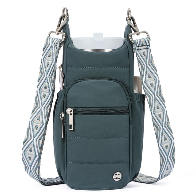 Bolso Porta Botella de Agua Telena RFID Verde de Bandolera