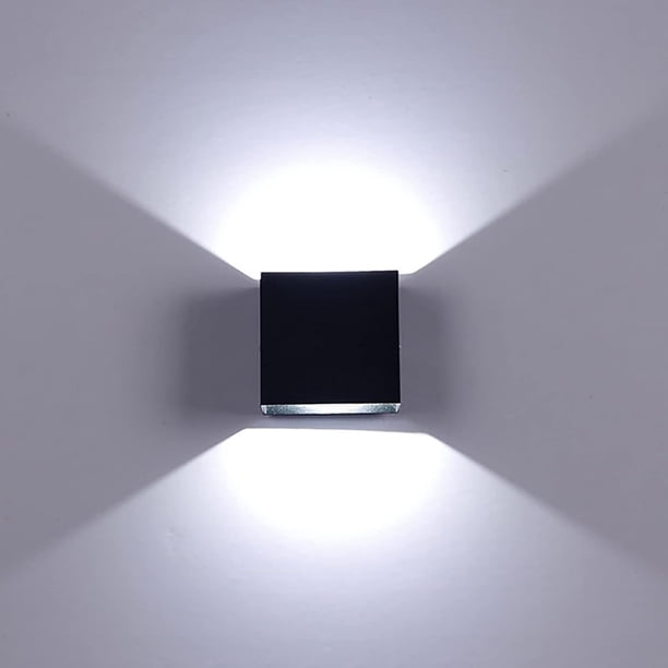 Aplique de pared Lámpara de montaje en pared interior para sala de estar, aplique de pared Lámpara LED de interior de aluminio montada en la pared para dormitorio pasillo negro (luz blanca)