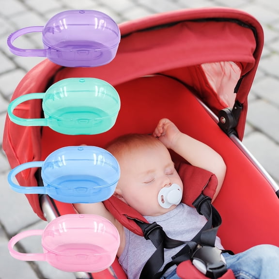 Ctnporpo 4 PCS Baby Pacifier Box, Pacifier Pacifier Storage Portable Pacifier Box Storage Case Box Container with Non-slip Hand le for Home Travel Storage Shelves Closet Organizers