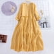 thumbnail image 2 of Vestido de bautizo de algodón y lino para niña - Un solo hombro, dobladillo asimétrico, poliéster, elástico, para primavera/verano, 2 of 5