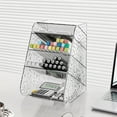 thumbnail image 6 of Desktop Transparent Pen Holder Organizer | Multi-Functional Slanted Storage Box for Office Supplies, Makeup | Durable Plastic, Modern Design | 20.3x8.4x14.7 cm | 1 Piece, 6 of 6