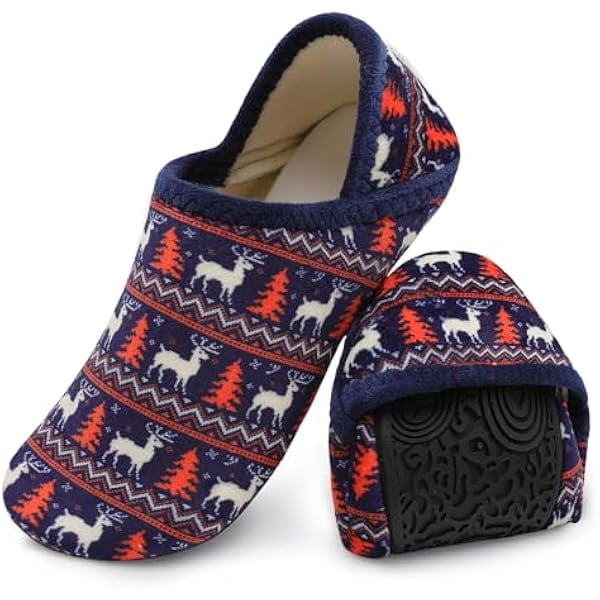 HAYAN House Slippers for Women Men Cozy Sock Shoes with Soft Rubber Sole Slip On for Indoor/Outdoor