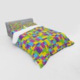 thumbnail image 2 of Ambesonne Cartoon Bedding Set 4 Pcs, Funny Blocks Cube Pattern, Queen, Purple Green and Blue, 2 of 2
