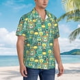 thumbnail image 3 of Bingfone Men's Short Sleeve Button Down Shirts Hawaiian Animals with Leaf Printed Beach Shirt, 3 of 7