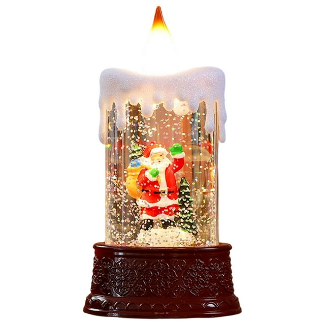 Decorative LED Water Candle With Santa And Snowman Figures For Tabletop For Elderly Water Scene Lamp For Ornament(Contains 100ml ) Sky Lights Projector for Bedroom Smart Things Sensors Forehead Lights