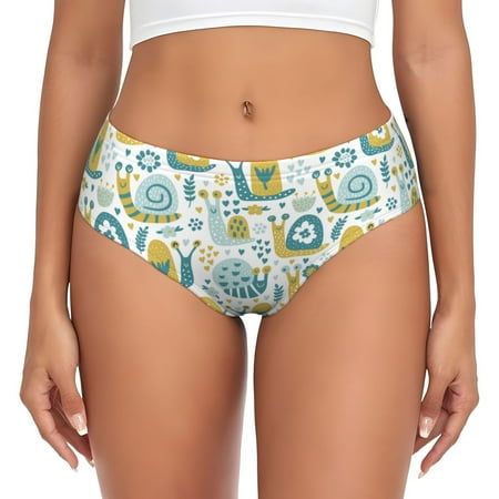 Womens Underwear - Yellow Green Snail Flowers No Show Seamless Underwear for Women  Soft Stretch Womens Panties  Hipster Ladies Panties Bikini Underwear Briefs