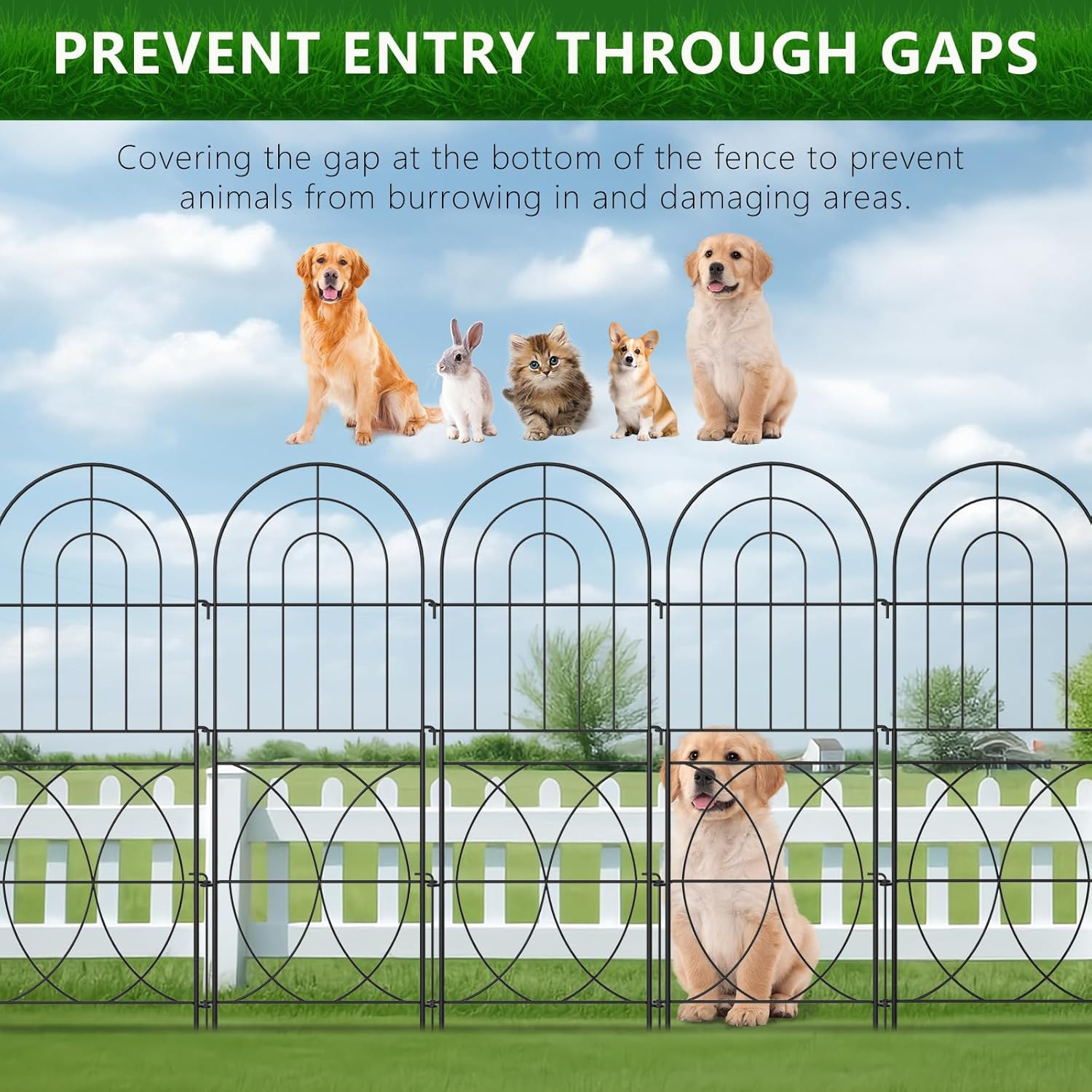 Decorative Garden Fence, No Dig Rustproof Metal Wire Fencing Border Animal Barrier, Flower Edging for Landscape Patio Yard Outdoor Decor