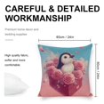 thumbnail image 2 of Penguin heart roses Linen toss pillowcase Decoration pillowcase Gift preferred 24x24" Cushion cover 1 set Sofa pillowcase Sofa bedroom living room car, 2 of 8