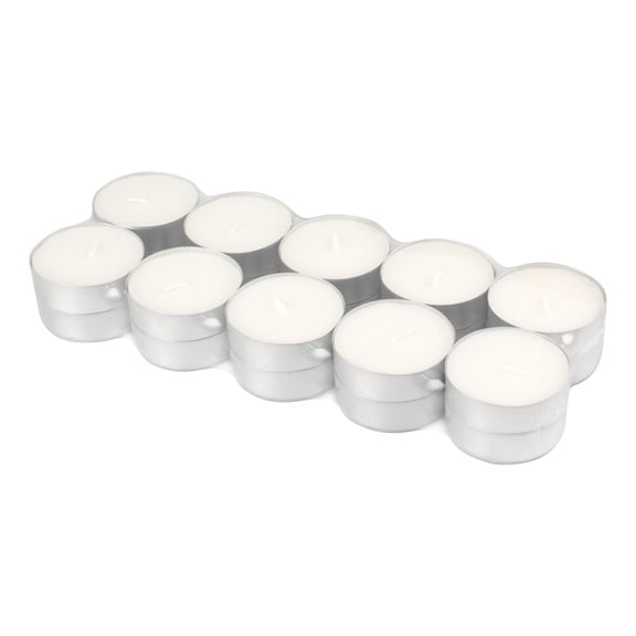 Stonebriar Oversized Tea Light Candles — Extra Long 9 Hour Burn Time, Unscented Long-Lasting Candles for Home Décor & Special Occasions, Pack of 20, White