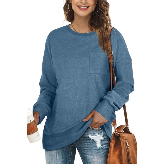 Sweat-shirts Unis Décontractés à Manches Longues Col Rond Pulls Amples