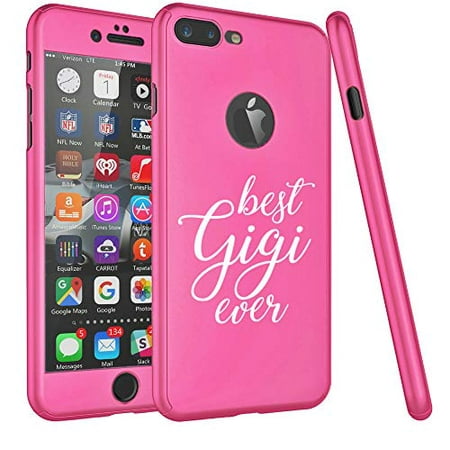 360° Full Body Thin Slim Hard Case Cover + Tempered Glass Screen Protector for Apple iPhone Best Gigi Ever Grandma Grandmother (Hot Pink, for Apple iPhone 6 /