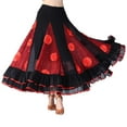 thumbnail image 3 of Yunhgft Flamenco Ballroom Waltz Dance Swing Skirt Sequin Flowers Party Dress - Red, as, 3 of 9