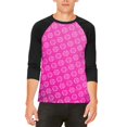 thumbnail image 1 of D20 Gamer Critical Hit and Fumble Pink Pattern Mens Raglan T Shirt White-Black LG, 1 of 2