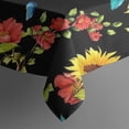 thumbnail image 5 of Black Colorful Flower Leaf Sunflower Pattern Square Tablecloth,Waterproof Square Table Cover,Wipeable Spillproof Washable Table Cover for Home Kitchen Party Decor 52"x52"(132x132cm), 5 of 6