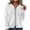 White, variant on Women Bomber Jacket Full Zip Up Coat with Pockets Long Sleeve Casual Solid Cropped Outerwear (XL, White)