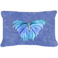 thumbnail image 1 of 12 x 16 In. Butterfly on Slate Blue Indoor & Outdoor Fabric Decorative Pillow, 1 of 1