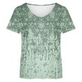 thumbnail image 3 of Camisetas De Manga Corta Camiseta informal para mujer, cuello redondo, retro, floral, elegante, de moda, uso diario (verde M) Ygjytge para Mujer Verde T M, 3 of 7