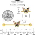 thumbnail image 5 of Body Candy 14G 1 1/2 Industrial Barbell - 316L Stainless Steel Cartilage Earring Color Block Butterfly Helix Barbell for Women Men, 5 of 5