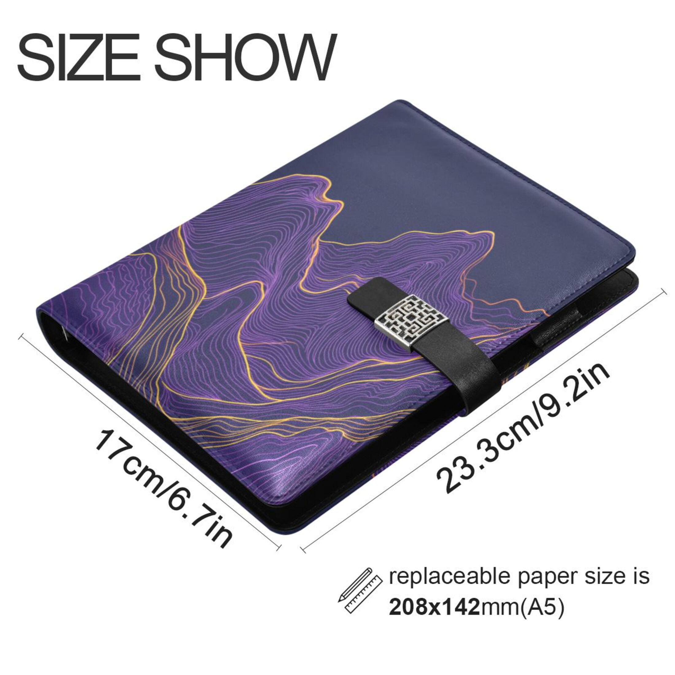 Leather Planner Leather Notebook Notebook Journal Binder Design Pen Pocket Design Convenient for Storage Pretty Purple Mountain