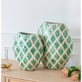 thumbnail image 3 of A&B Home  Green and Tan Diamond Pattern Capiz Vase Small 13 inches, 3 of 6