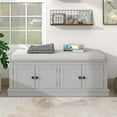 thumbnail image 2 of Bellemave Storage Bench with 4 Drawers, Entryway Shoe Bench with Cushioned Seat, Wooden End of Bed Bench with Cabinet and Shelves for Bedroom/Living Room/Entryway/Foyer/Hallway (Gray Wash), 2 of 10